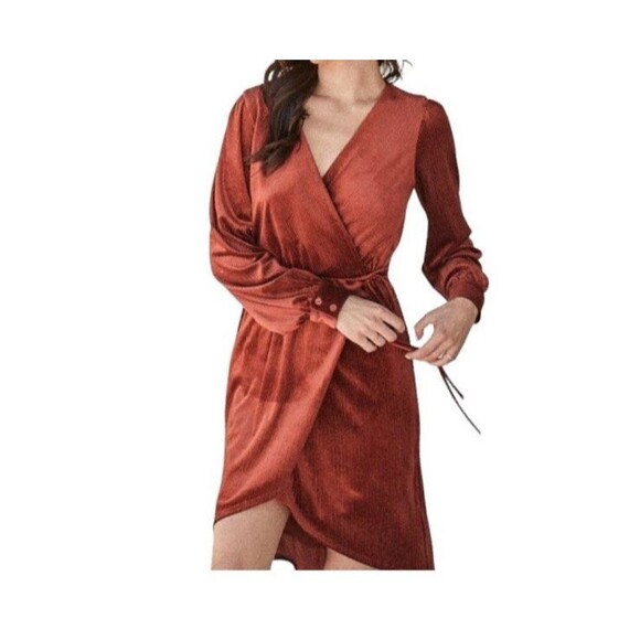 Lost + Wander Women's Long Sleeve Ms. Charmer Wrap Dress Auburn SZ M NWOT - Picture 5 of 10